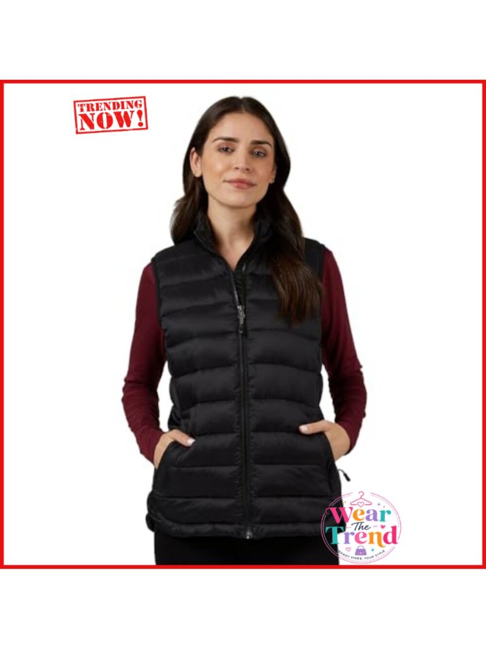 Lightweight Packable Quilted Puffer Vest Nylon Zip Pockets Layering